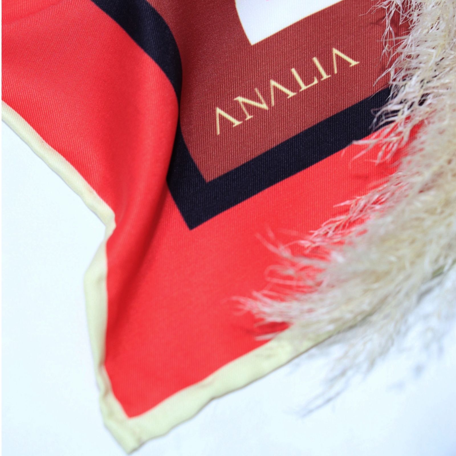 روسری زنانه آنالیا مدل ابریشم توییل دور دست دوز کشتی کد ana-9810 -  - 43