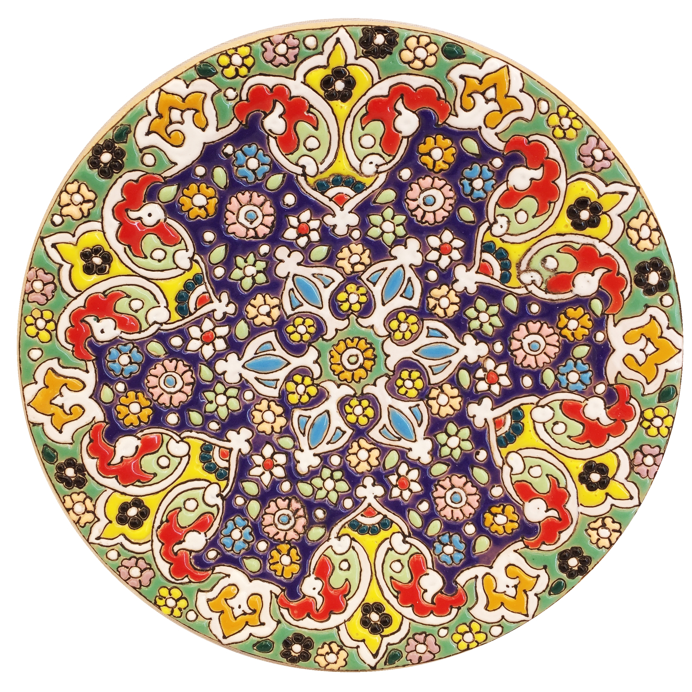 بشقاب میناکاری سفالی زمانیان کد ZMN15054
