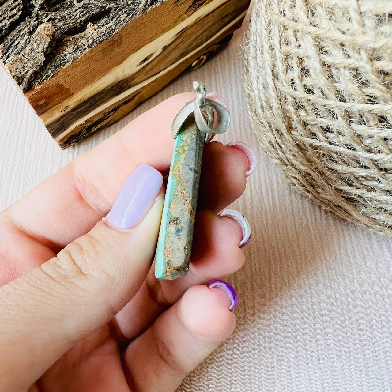 آویز گردنبند نقره زنانه مدل فیروزه نیشابور