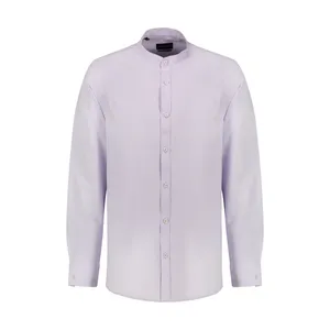 پیراهن آستین بلند مردانه ان سی نو مدل فرنچ سورنا رنگ یاسی