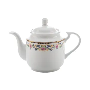 قوری چینی زرین ایران مدل چای استوانه کوچک 3 گلستان درجه عالی گنجایش 450 میلی‌لیتر
