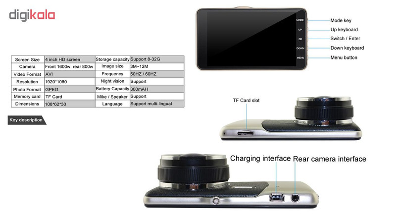 دوربین فیلم برداری خودرو مدل TP6000 CAR DVR / X4