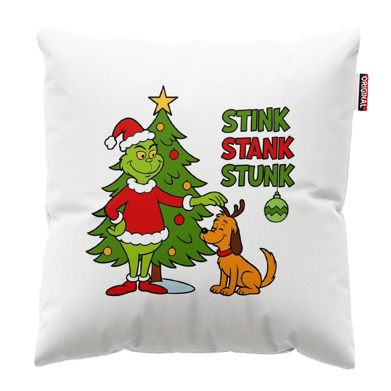 کوسن پاد آفرین مدل کریسمس طرح انیمیشن گرینچ کد PK302487 سایز 30*30 سانتی متر