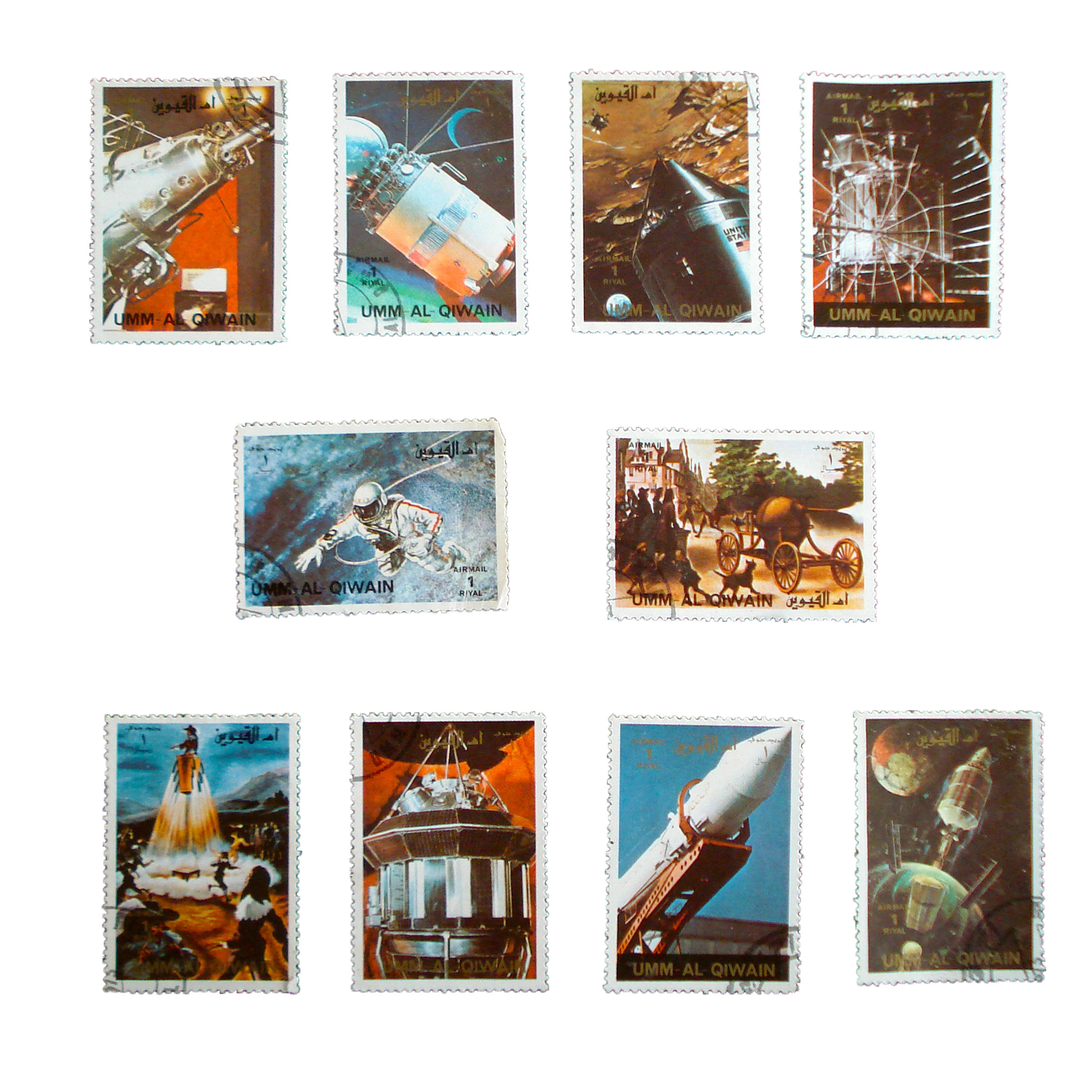 تمبر یادگاری مدل فضایی کد b-888 مجموعه 10 عددی