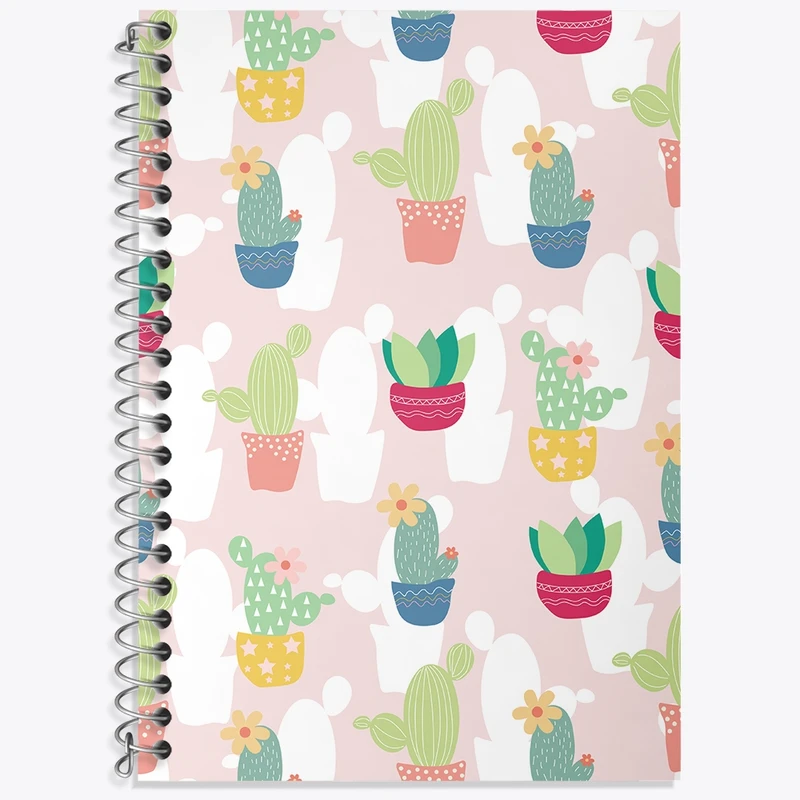 دفتر زبان 50 برگ خندالو مدل سه خط طرح کاکتوس کد N617