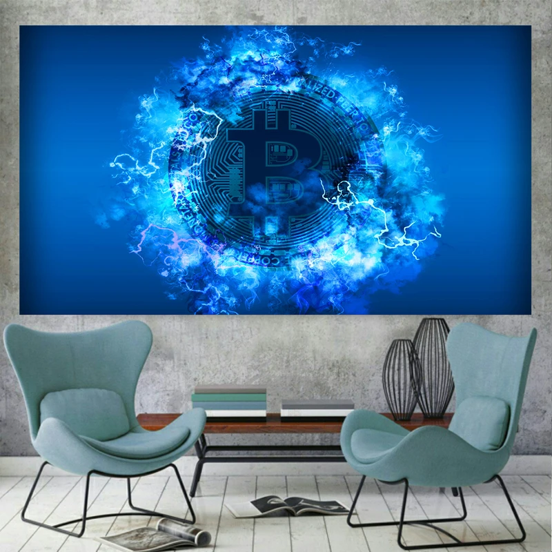 پوستر طرح بیت کوین مدل Blue BTC کد AR1740