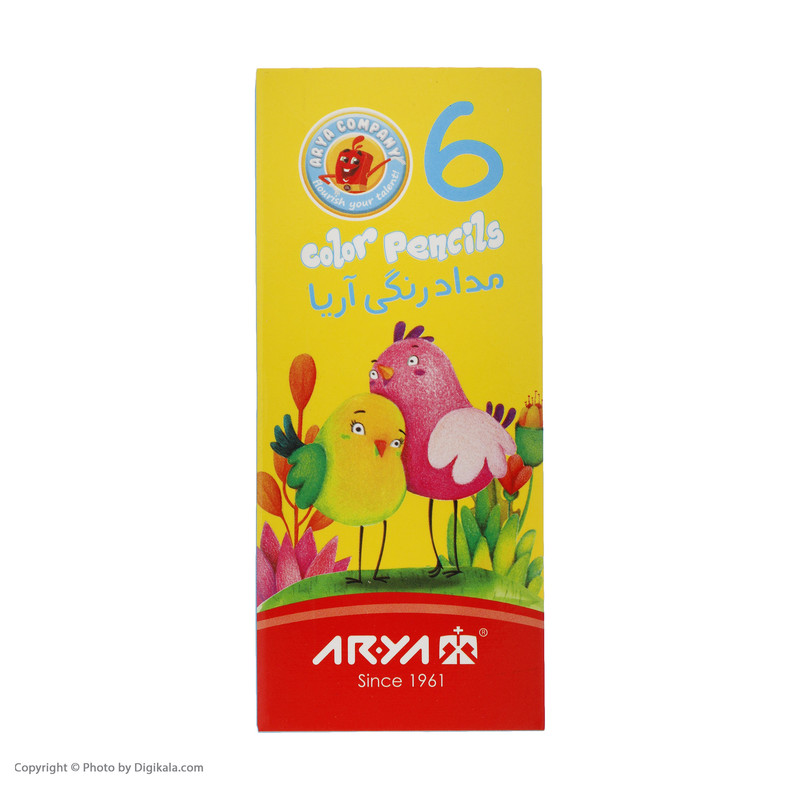 مداد رنگی 6 رنگ آریا مدل 3071