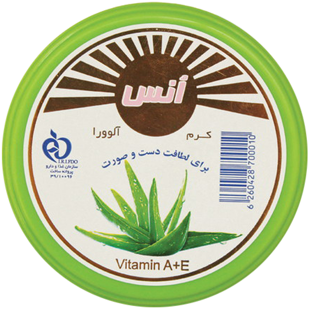 کرم مرطوب کننده انس مدل Aloevera حجم 100 میلی لیتر