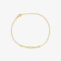 دستبند زنجیری طلا کم اجرت 18 عیار زنانه نگین مدل 116