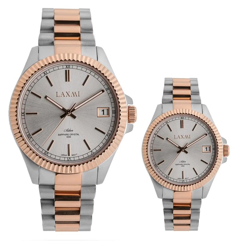 ست ساعت مچی عقربه‌ای کوارتز زنانه و مردانه لاکسمی مدل 8506.48
