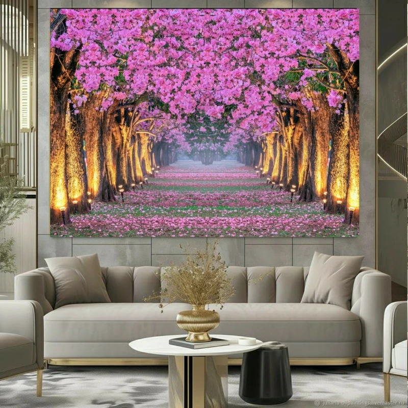 تابلو بوم طرح مخمل تونل شکوفه مدل گیلاس کد BK23445