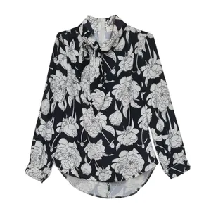 بلوز آستین بلند زنانه مدل یقه گره ای کد ۲