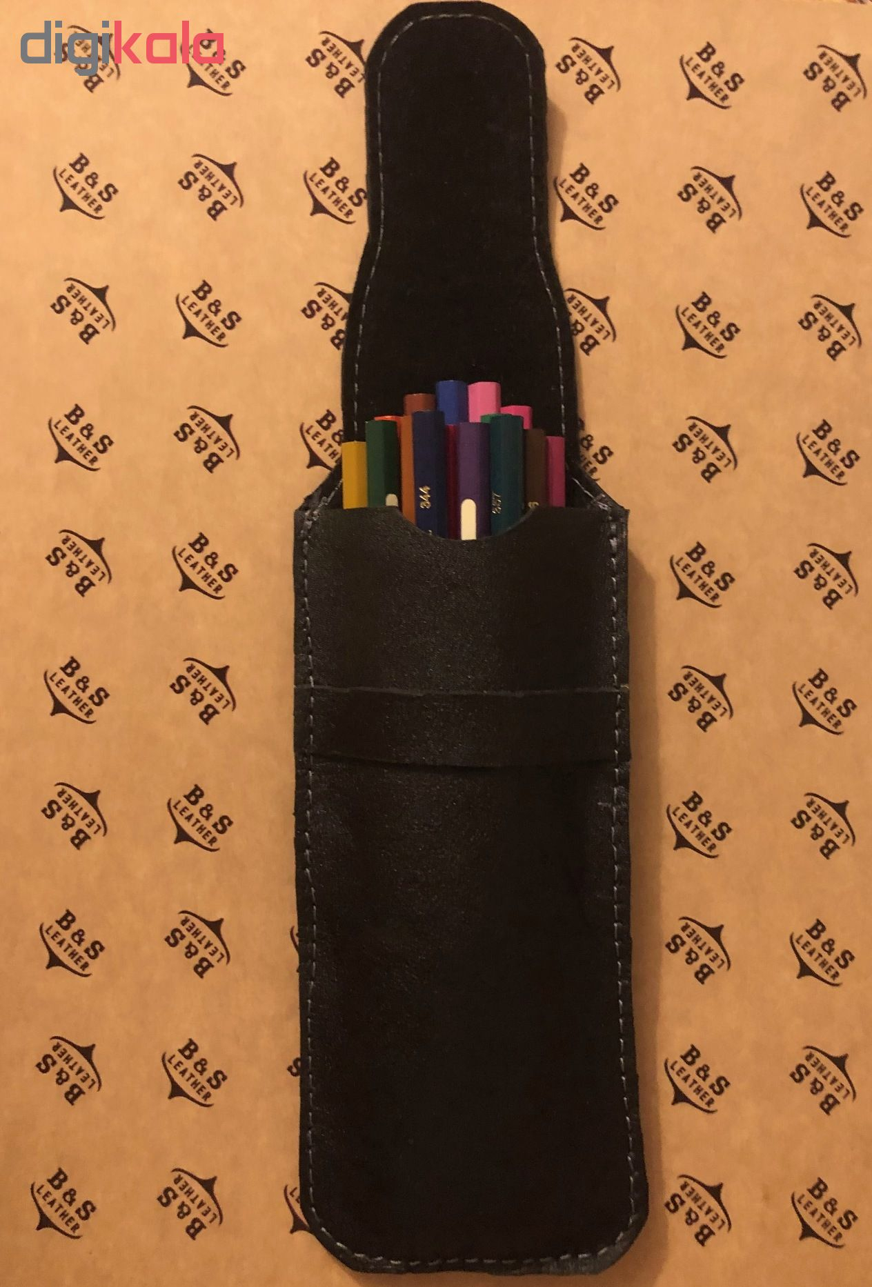 جامدادی چرم طبیعی – دست دوز مدل G15 رنگ قهوه ای B&S Leather