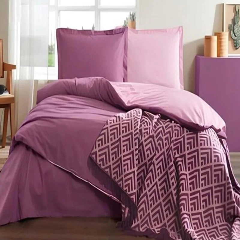 سرویس روتختی ازدیلک مدل Pamuk Battaniyeli Pembe دو نفره 5 تکه