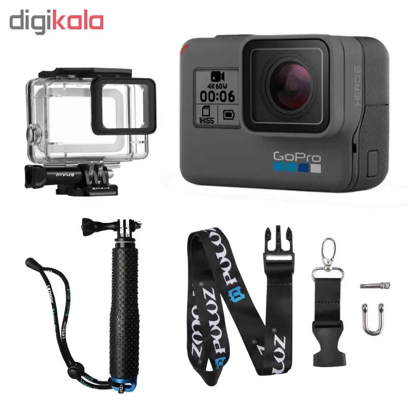 دوربین فیلم برداری ورزشی گوپرو مدل HERO6 Black Quick Stories به همراه لوازم جانبی پلوز
