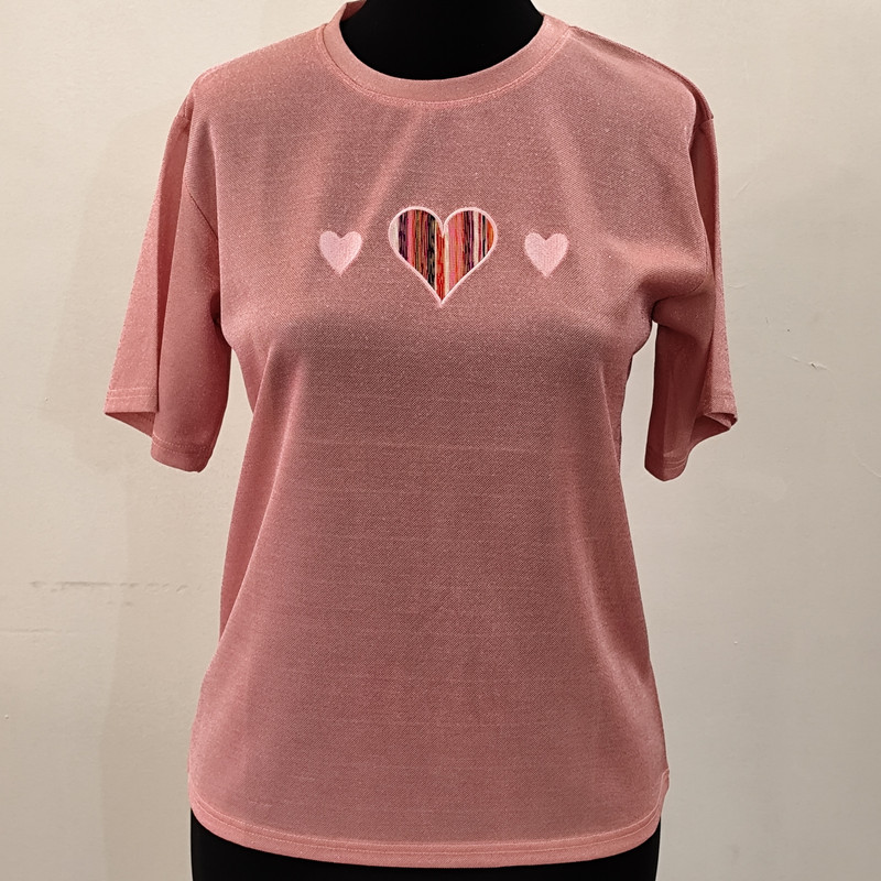 بلوز آستین کوتاه زنانه مدل قلب شاینی عروسکی