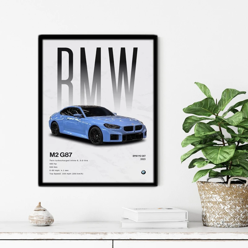 تابلو آتریسا طرح ماشین BMW مدل ATC141 فریم مشکی