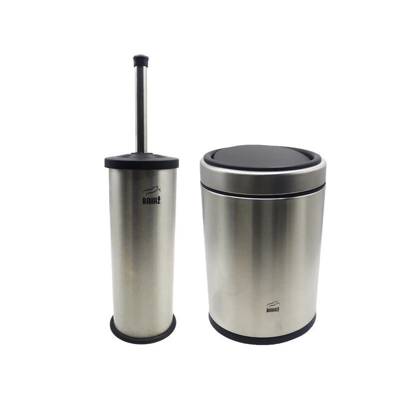 ست سطل زباله و فرچه بهازکالا مدل دیواری کد YP-badbezani-estil-30cm مجموعه 2 عددی 