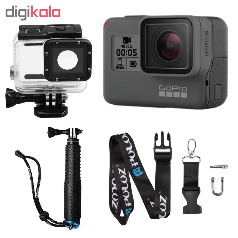 دوربین فیلم برداری ورزشی گوپرو مدل HERO5 Black Quick Stories به همراه لوازم جانبی پلوز