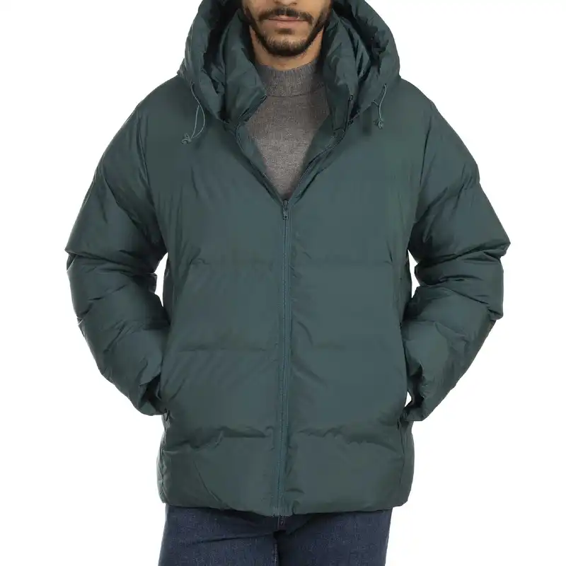 کاپشن مردانه جوتی جینز مدل کلاهدار کد  122142 رنگ سبز تیره