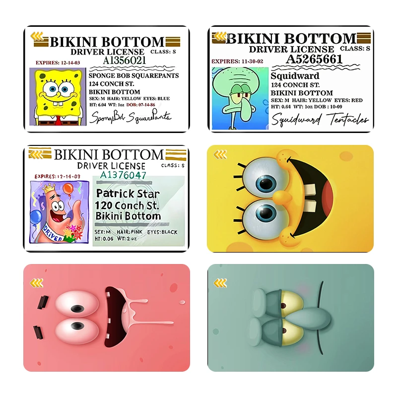 استیکر کارت کارنیکا طرح باب اسفنجی spongbob بسته 6 عددی