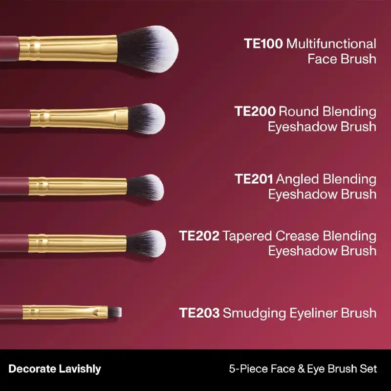 ست برس آرایشی مورفی مدل DECORATE LAVISHLY مجموعه 5 عددی به همراه محفظه تمیز کننده برس آرایشی