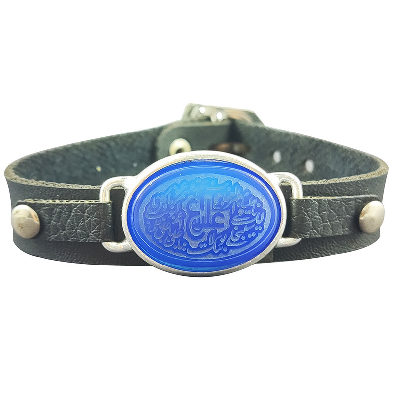 دستبند سلین کالا مدل عقیق کبود طرح ناد علی COD-108