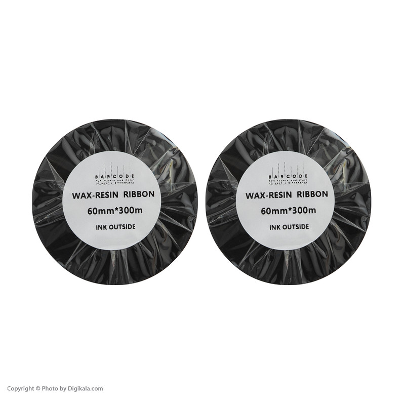 ریبون پرینتر لیبل زن بارکد مدل Wax-Resin 60 mm x 300 m بسته 2 عددی