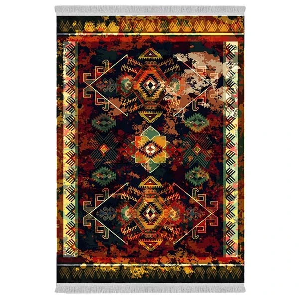 فرش پارچه‌ای دفه مدل فرشینه هازان مخمل طرح فانتزی کد 3399