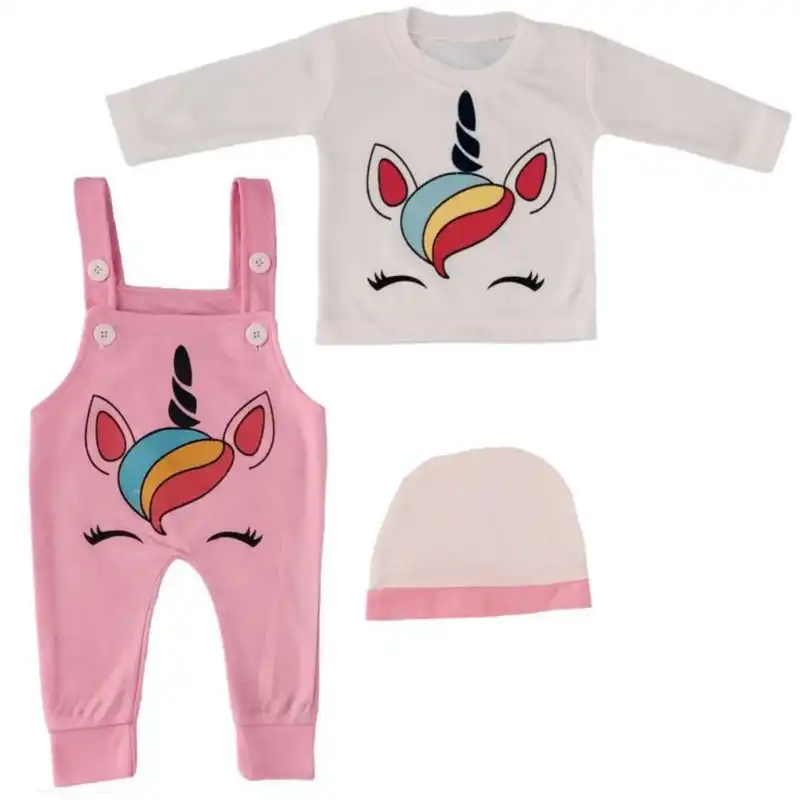 ست 3 تکه لباس نوزادی مدل اسب تک شاخ کد M11