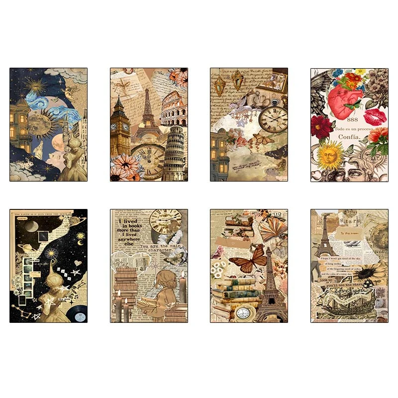 پوستر کارنيکا طرح وینتج اسکرپ بوک Vintage Scrapbook کد 59620 مجموعه 8 عددی