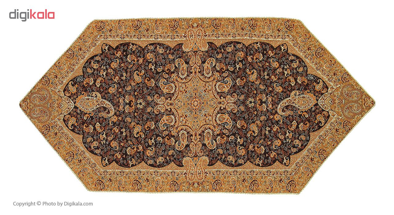 ست رومیزی سپهر یاس ترمه  مدل بته جقه قهوه ای عسلی کد 11 مجموعه سه عددی