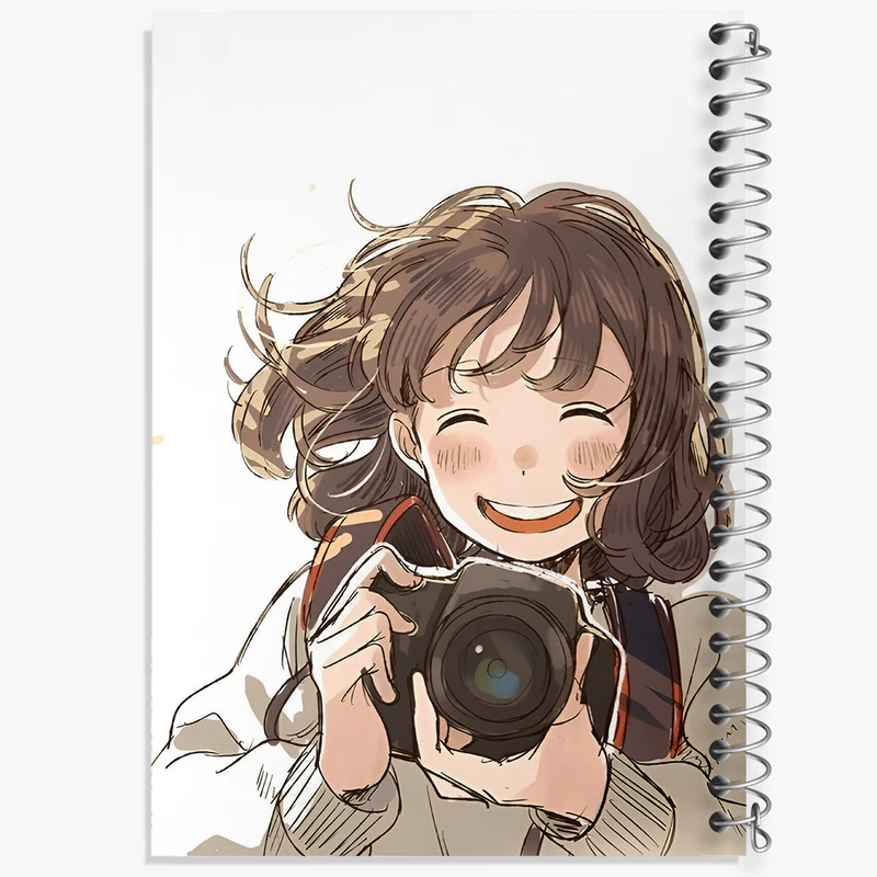 دفتر ژورنال نویسی 50 برگ خندالو مدل نقطه ای طرح دختر عکاس کد N4038