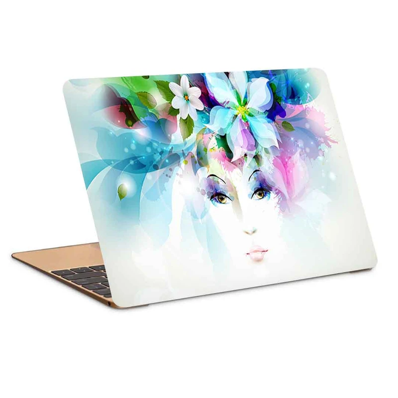 استیکر لپ تاپ طرح art girl eyes flowers petals butterfly leaves spra کد P-611 مناسب برای لپ تاپ 15.6 اینچ