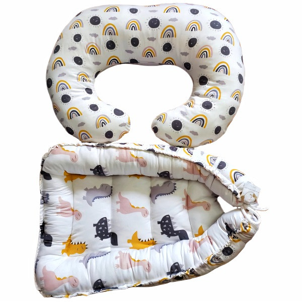 تشک خواب نوزاد شایلی مدل دایناسور کوچولو به همراه بالش شیردهی