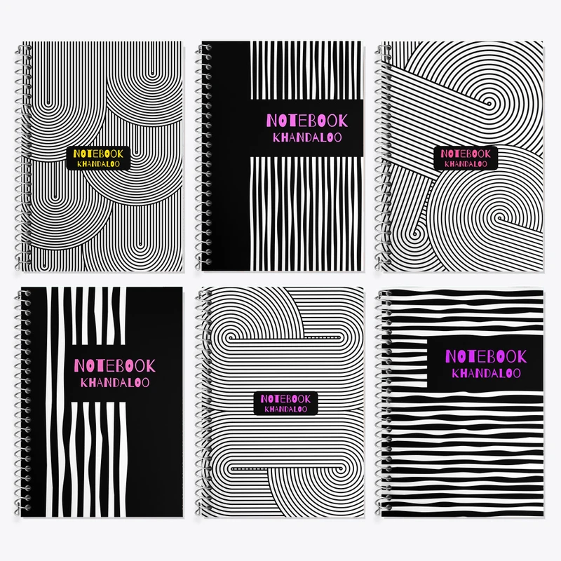 دفتر زبان 50 برگ خندالو مدل دو خط طرح فانتزی کد 91 مجموعه 6 عددی