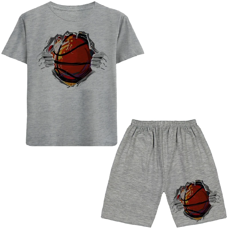 ست تی شرت و شلوارک پسرانه مدل توپ بسکتبال N63