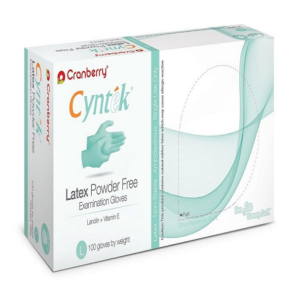 دستکش لاتکس کرنبری مدل Cyntek سایز Large بسته 100 عددی