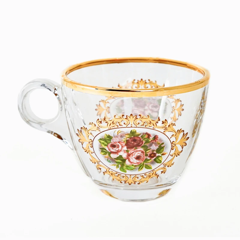 فنجان بلینک مکس مدل چری لب طلایی گل سرخ کد 95 بسته 6 عددی