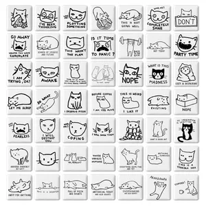 مگنت خندالو طرح گربه Cat مدل مربعی کد 138 مجموعه 49 عددی