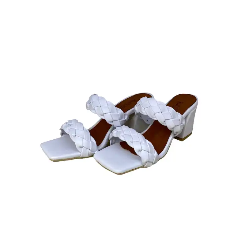 صندل زنانه مدل فرهاد بافتی رنگ سفید