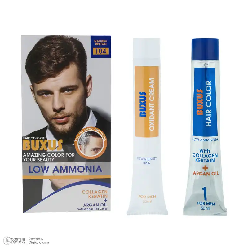 کیت رنگ مو بوکساس شماره 104 حجم 50 میلی لیتر رنگ قهوه ای طبیعی