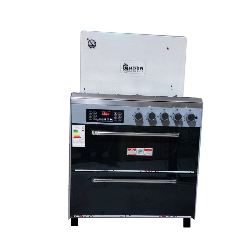 اجاق گاز 5 شعله بوگر مدل طرح فر رویه استیل کد 904