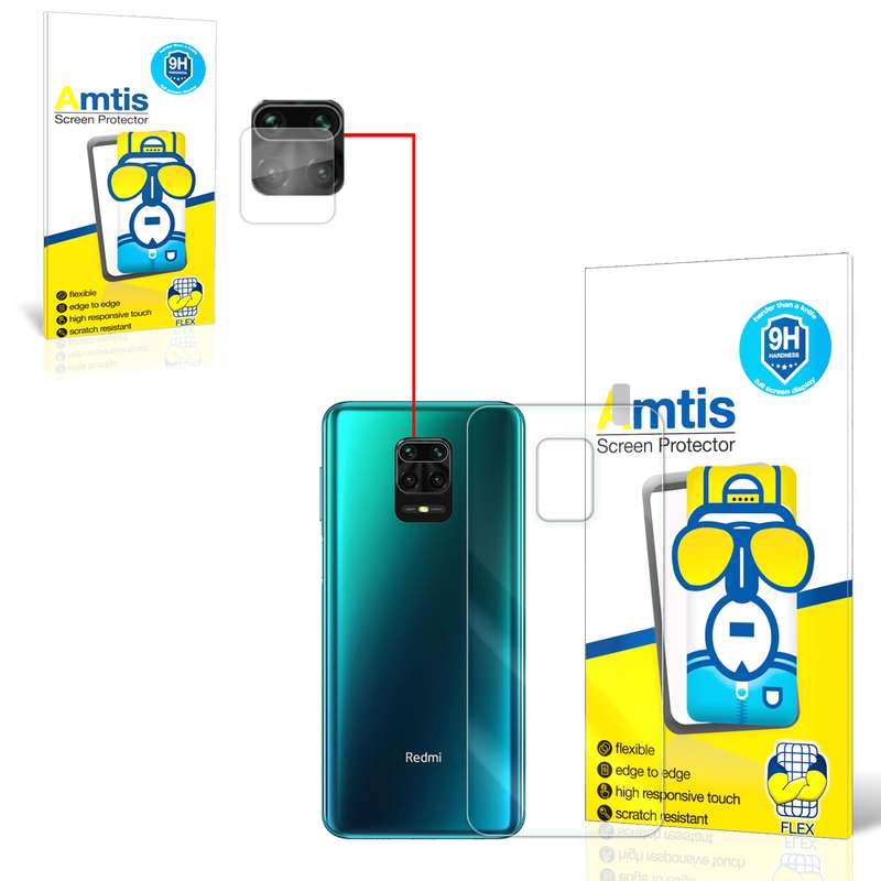 محافظ لنز دوربین امتیس مدل 9 مناسب برای گوشی موبایل شیائومی REDMI NOTE 9S به همراه محافظ پشت گوشی