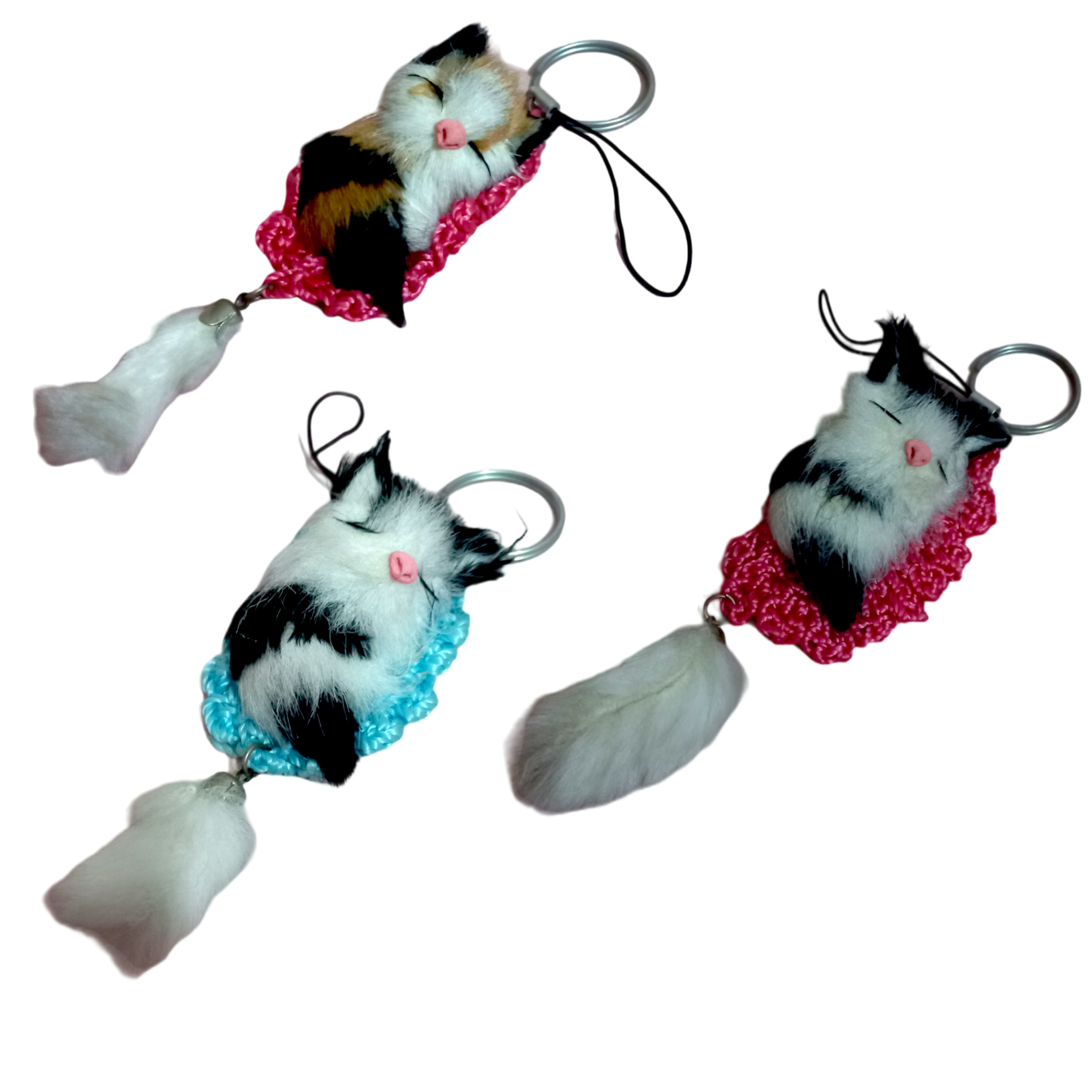 جاکلیدی دخترانه مدل گربه خواب مجموعه 3 عددی