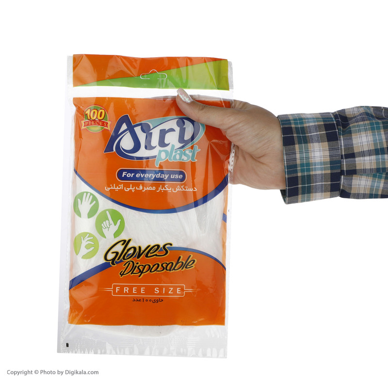 دستکش یکبار مصرف آیری پلاست مدل پلی اتیلنی بسته 100 عددی