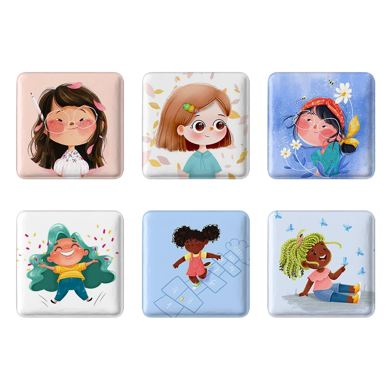 مگنت خندالو طرح دخترانه فانتزی کد 1646B مجموعه 6 عددی