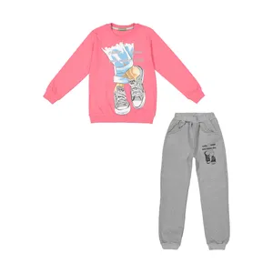 ست سویشرت و شلوار دخترانه مدل کتونی رنگ سرخابی