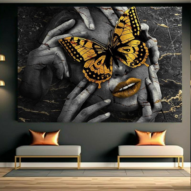 پوستر پارچه ای طرح مخمل چهره مدل پروانه کد FP105684