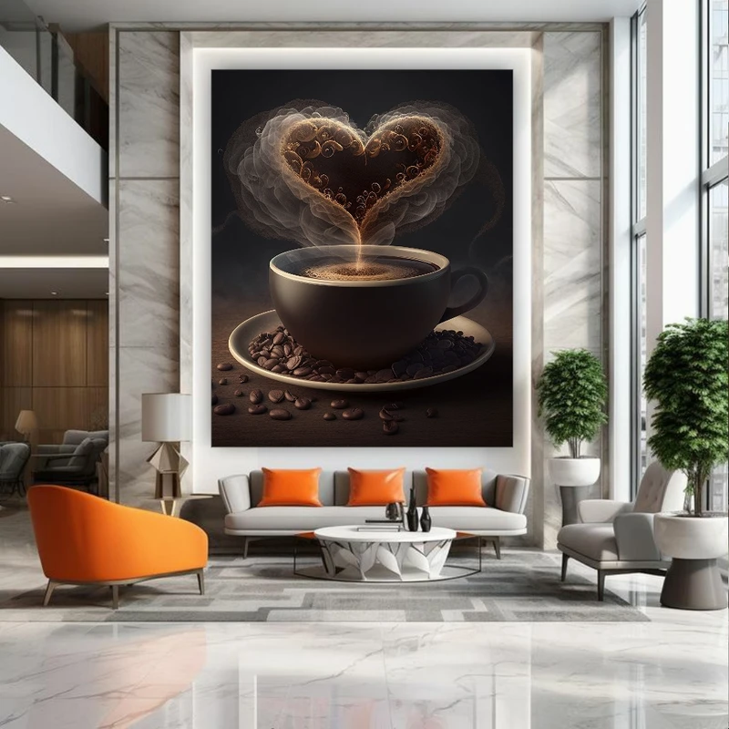 تابلو بوم طرح مخمل قهوه مدل قلب کد BK24712